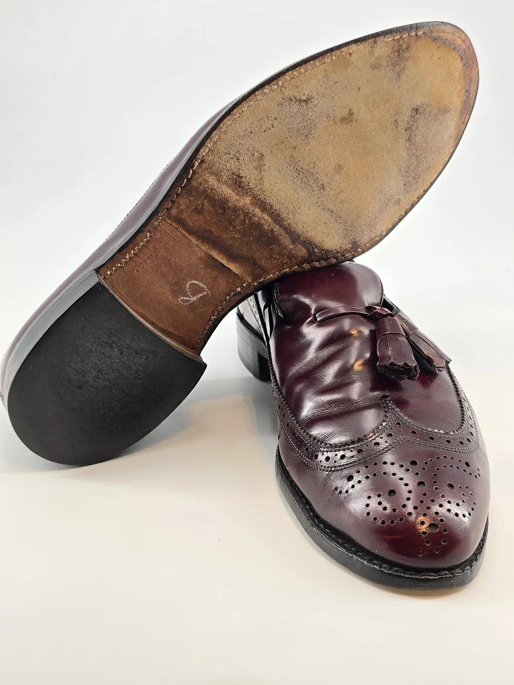 Allen Edmonds Burgundy Tassel Wingtip Loafers Berwick 9 C